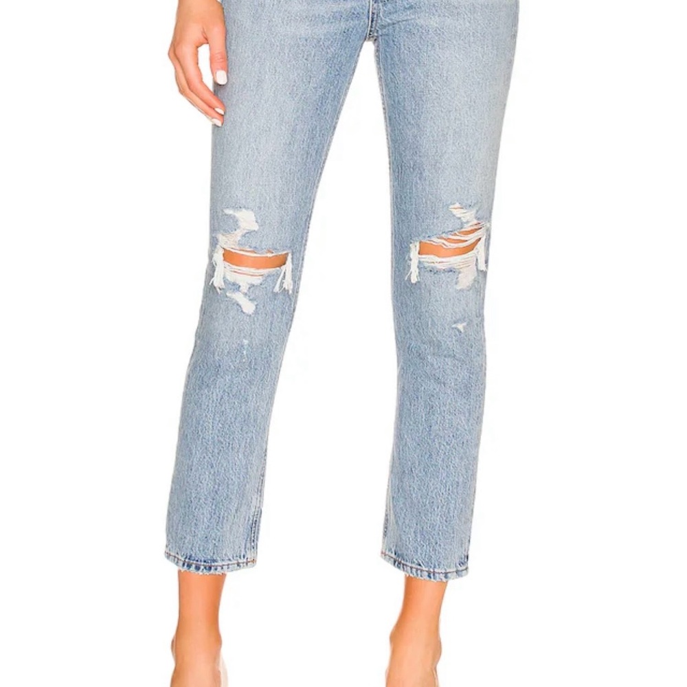 Agolde Riley High Rise Light Wash Distressed Women’s Jeans